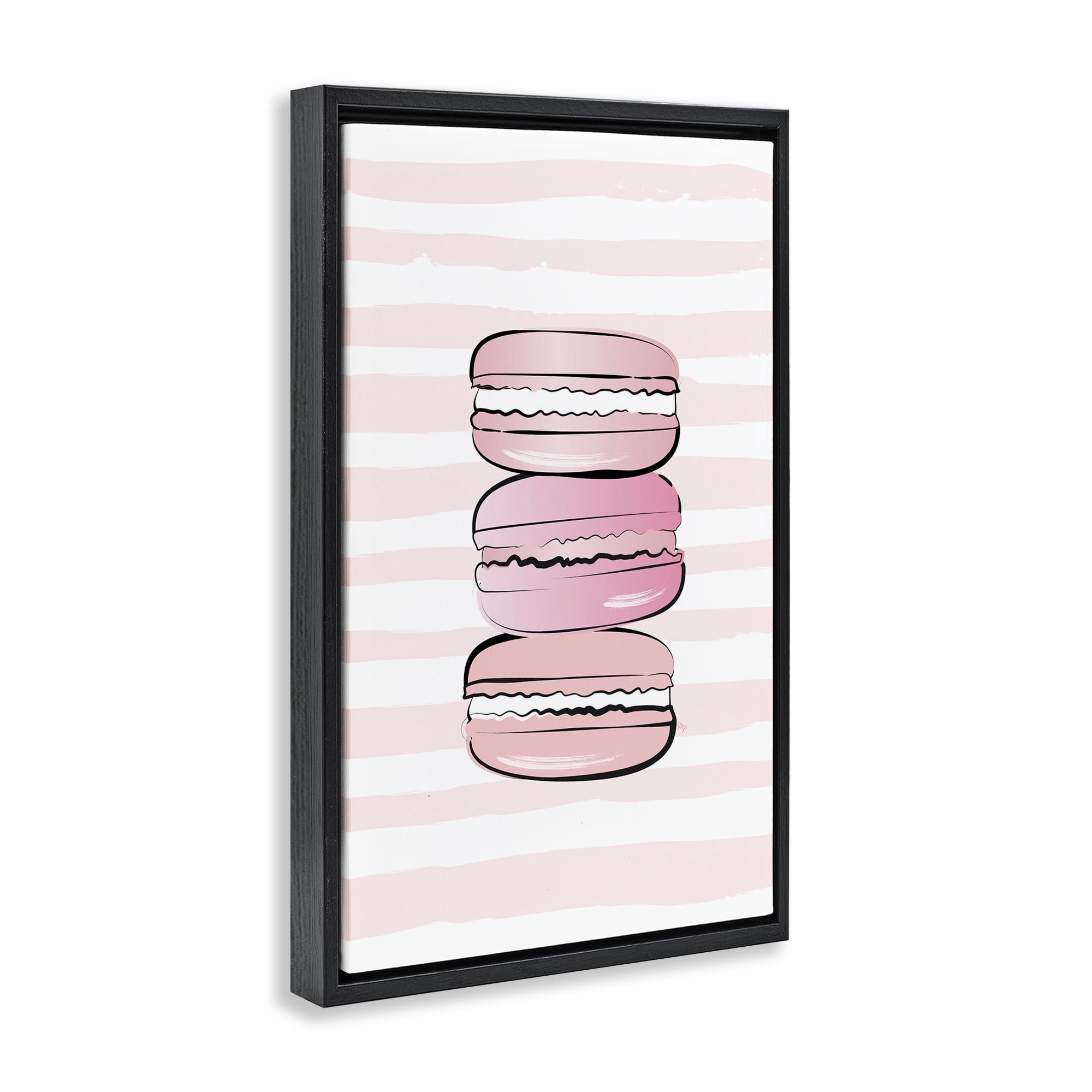 Stupell Industries Blush Pink Macarons Food & Beverage Painting Black Floater Framed Art Print Wall Art, 17 x 25