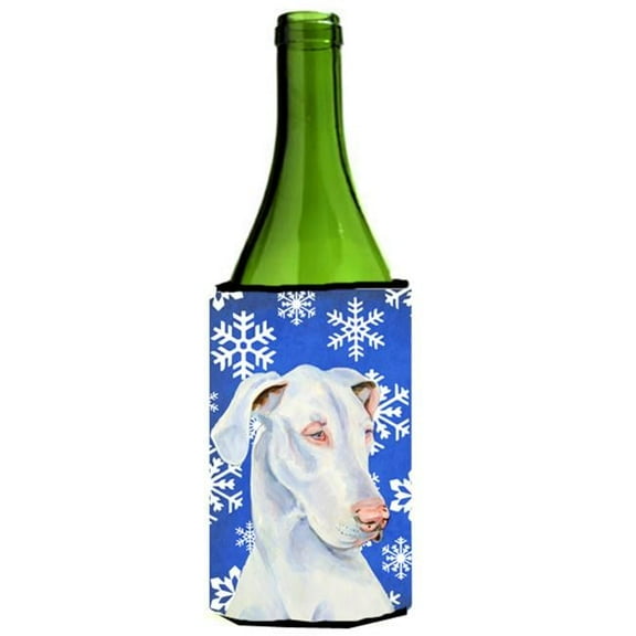 Great Dane Winter Snowflakes Holiday Wine bottle sleeve Hugger - 24 oz.