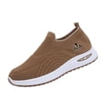 thumbnail image 3 of Domuza Women’s Slip On Knit Walking Sneakers, Breathable No-Lace Platform Orthopedic Casual Athletic Shoes Brown 7.5（EU-39）, 3 of 6
