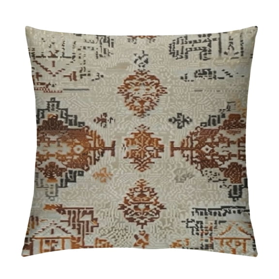 Qinduosi Boho Pillow Covers Set of ,Orange Pattern Throw Pillow Covers Outdoor Decorative Linen Pillow Covers for Couch Bed Sofa Cushion Boho Pillowcases
