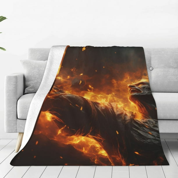 Fotbe Cool Fire Man Manta de Franela Acolchonada con Estampado, Súper Suave y Esponjosa, Extra Grande para Sofá, Cama, Uso Todo el Año-80"x60"