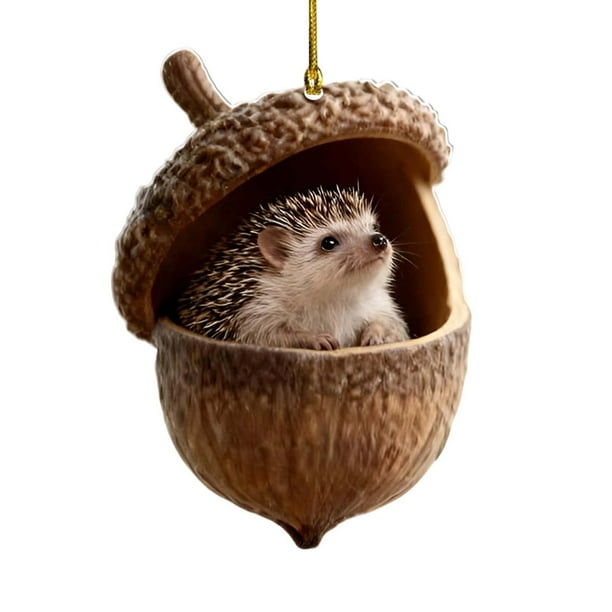 Adorno de acrílico plano 2D con agujero para árbol de Navidad | Diseño festivo de piña para colgar en el árbol de Navidad y el coche