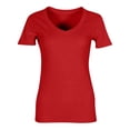 thumbnail image 7 of Women Short Sleeve V Neck Ribbed Knit Fitted Shirts, Basic Tees Tops 2026 Summer Casual T-Shirts Going Out Outfits, Summer Casual T-Shirts Going Out Outfits Red S, 7 of 7