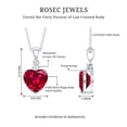 thumbnail image 6 of Rosec Jewels Certified Lab Grown Ruby Heart Pendant Necklace (2 Ct, 8mm, AAAA Quality) - Ruby Red Heart Necklace with Moissanite, 14K White Gold, 6 of 7
