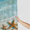 thumbnail image 3 of Shiartex  Ocean Beach Shower Curtain  Watercolor Blue Summer Sea Hawaii Teal Waves Marine Beachside Starfish Seashell Hooks Polyester Waterproof Fabric Bathroom Bathtub Panels White, 3 of 7