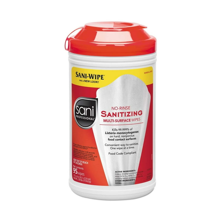 No-Rinse Sanitizing Multi-Surface Wipes, Unscented, White, 175/Container, 6/Carton No-Rinse Sanitizing Multi-Surface Wipes, Unscented, White, 175/Container, 6/Carton