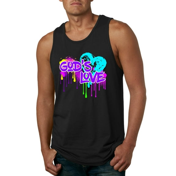 Wild Bobby, Graffiti Art God's Love, Inspirational/Christian, Men Graphic Tank Top, Black, Small