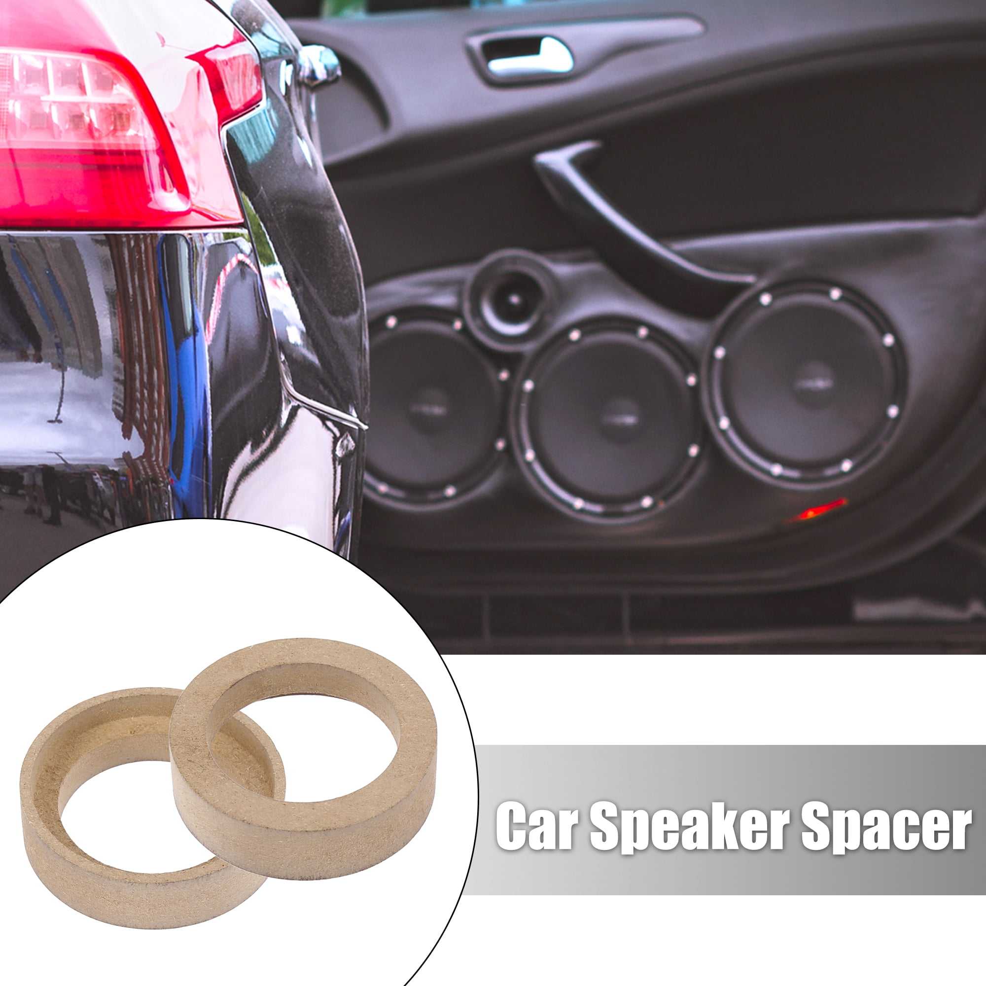 Unique Bargains 2Pcs Car Speaker Ring Adaptor Brackets Recess Bezel Plate Wood 1.2"