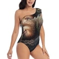 thumbnail image 3 of Rateoe Daisy Sleeping Sloth Pattern Women One Piece Swimsuits Tummy Control One Shoulder Bathing Suits Ruffle Swimwear-Medium, 3 of 6