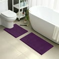 thumbnail image 2 of 2 Pieces Bathroom Rugs, Ultra Soft Non Slip Absorbent Chenille Toilet Bath Mat Set (Purple), 2 of 6