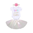 thumbnail image 1 of EYIIYE Bébé Filles Mon 1er Pâques Tenues Manches Courtes Tutu Jupe Bandeau, 1 of 8