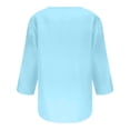thumbnail image 3 of Baikeli Prime Clearance Items Today only Workout Tops for Women 2024 Summer 3/4 Length Sleeve Shirts V-Neck Button Blouses Solid Color T-Shirts Relaxed Fit Tee Ladies Tops And Blouses 3/4 Sleeve, 3 of 5