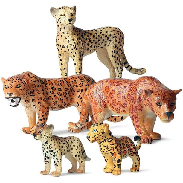 Cheetah Figurine, Realistic Plastic Wild Cheetah Figurine Set for Collection  Science Educational Prop, Cheetah Statue, Forest Style Home Decor  Accessories, Pack of 5 