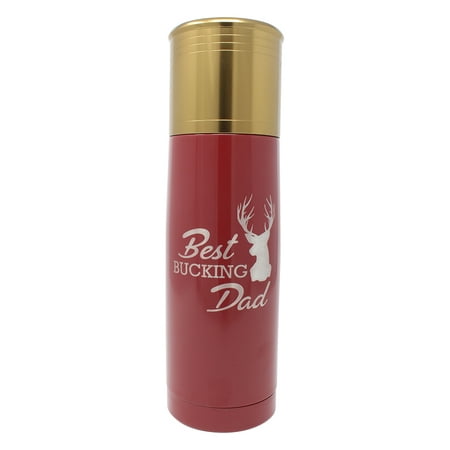 Best Bucking Dad Laser Engraved 25 ounce Red Shot Gun Shell Bullet Double Wall Vacuum Insulated thermo thermos Bottle 24 Hours Cold 12 Hours Hot Great for Hunting Camping Fishing Gift for Dad (Best Gun For Hunting Hogs)