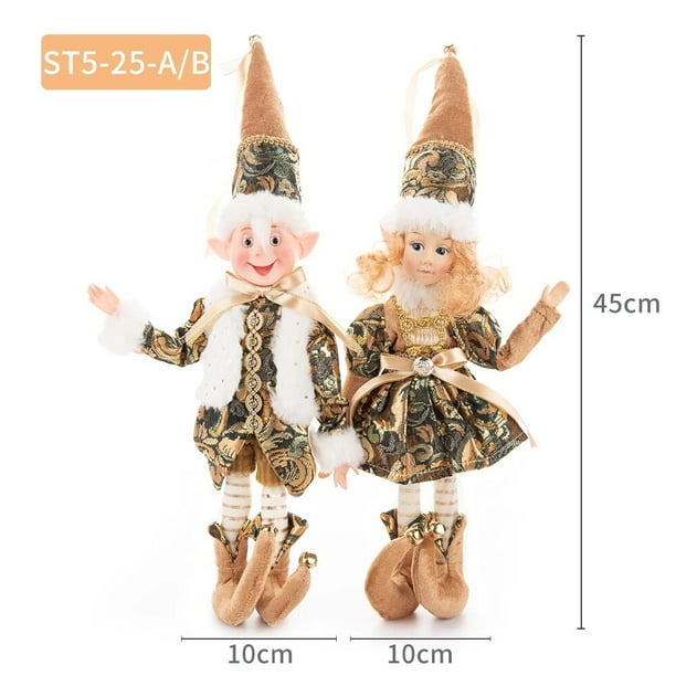 Pareja de elfo rosa de peluche para niños, juguetes blandos, árbol de Navidad, colgante, adornos colgantes, decoración, regalos de Año Nuevo