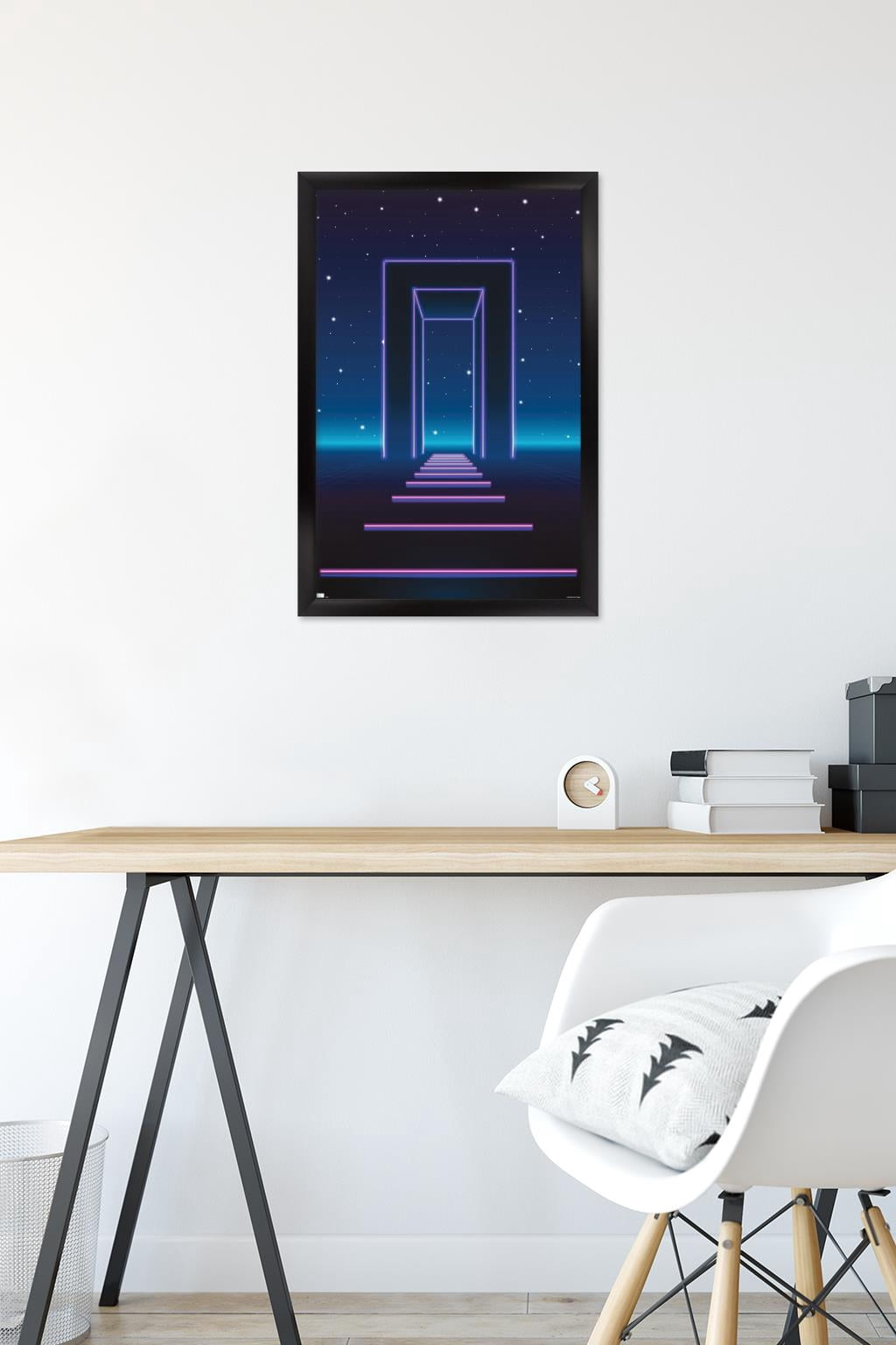 Geometric Neon Wall Poster, 14.725" x 22.375", Framed