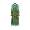 thumbnail image 6 of Women's V-neck lantern sleeve single-breasted long dress, 6 of 7