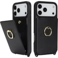 thumbnail image 4 of for iPhone 17 Pro Max Case with Card Holder and Strap for Women,Crossbody Lanyard,Ring Stand,Snap Clasp,Cute Phone Wallet Cases 6.9 inch (Black), 4 of 16