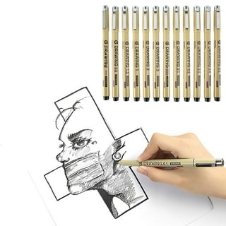 Bobasndm Micro Fineliner Drawing Art Pens: 12 Black Fine Line