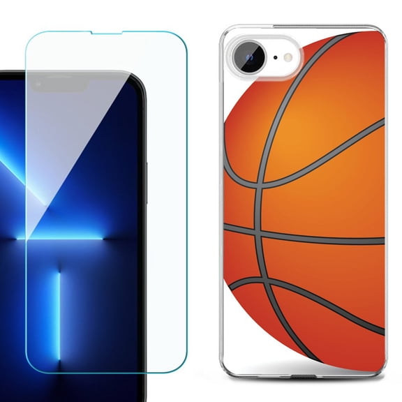 Phone Case for iPhone 17e, with Screen Protector, by OneToughShield - Basketball