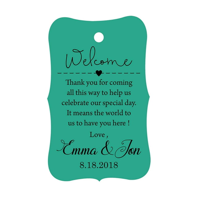 100 PCS Wedding Welcome Personalized Wedding Favor Gift Paper Tags Custom Made Thank you Hang Tags