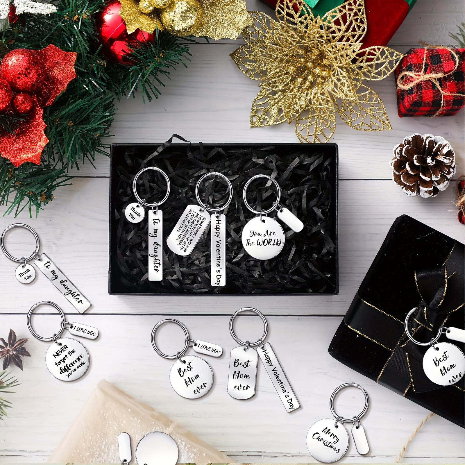 30 Pcs Stainless Steel Keychain Blanks Set, Engravable Metal Key Tags with Key Rings Mixed Shapes for Laser Engraving Stamping DIY Crafts Personalized Gift Making