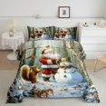 thumbnail image 2 of jejeloiu Kawaii Squirrel Cute Santa Claus Christmas Snowmen Twin Comforter Set,Reversible Lightweight Room Decor,2pcs, 2 of 8