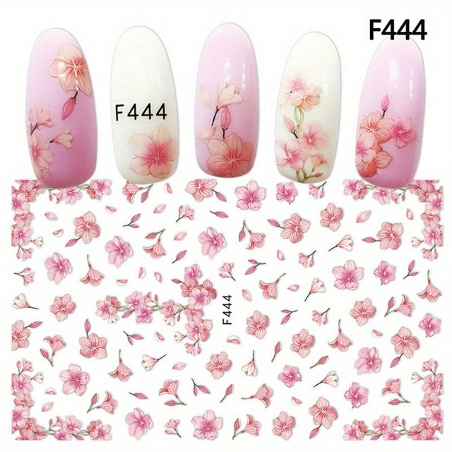 Elegant 3D Floral Nail Art Stickers - Plum Blossom, Sunflower, and Flower Sliders - Self-Adhesive Manicure Decoration