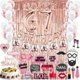 thumbnail image 4 of 67th Birthday Decoration Rose Gold, 67 Party Supplies Decoration, 67th Sash, 67 Cake Topper, 67th Photo Props, Confetti Balloons, Curtain, 4 of 4