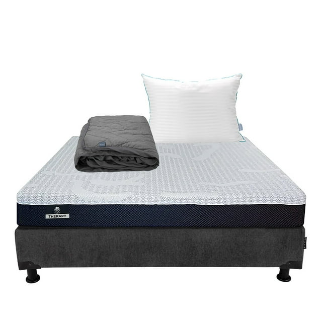 Colchon Matrimonial Therapy+Box Base Cama +Almohada Royal+Protector Lux