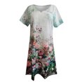 thumbnail image 4 of Robe à Manches Courtes pour Femmes Mode Décontractée Col en V Imprimé Ample Élastique Robe Courte Robe Décontractée pour Femmes, 4 of 5
