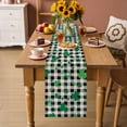 thumbnail image 2 of St. Patrick's Day Table Runner - 120 Inch Long Spring Green Shamrock Black Plaid Beige Cotton and Linen Blended Dress Scarves Farmhouse Table Runner for Kitchen Dining, Coffee Table, 13" x 120", 2 of 8
