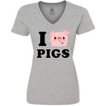 thumbnail image 3 of Inktastic I Love Pigs Women's V-Neck T-Shirt, 3 of 5