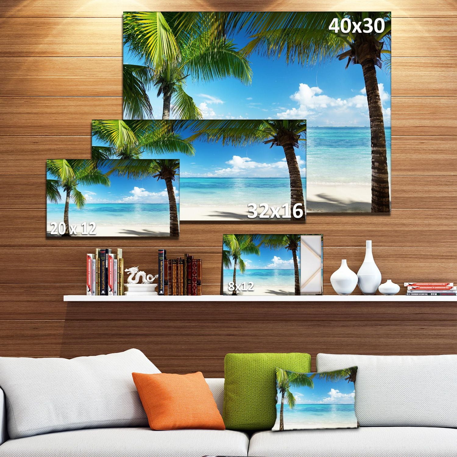 Designart Palm Trees and Sea Canvas Wall Art