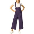 thumbnail image 3 of INSPIRE CHIC Women's Button Front High Waist Belted Straight Fit Overall Jumpsuit S Dark Purple, 3 of 8