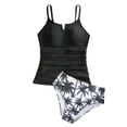 thumbnail image 5 of Ymyiu Little Girls Bathing Suits Teen Girls Tankini Swimsuit 2 Piece Bathing Suit Color-Block Drawstring Girls' Swimwear Size 7-8 Years (Black,7-8 Years), 5 of 7