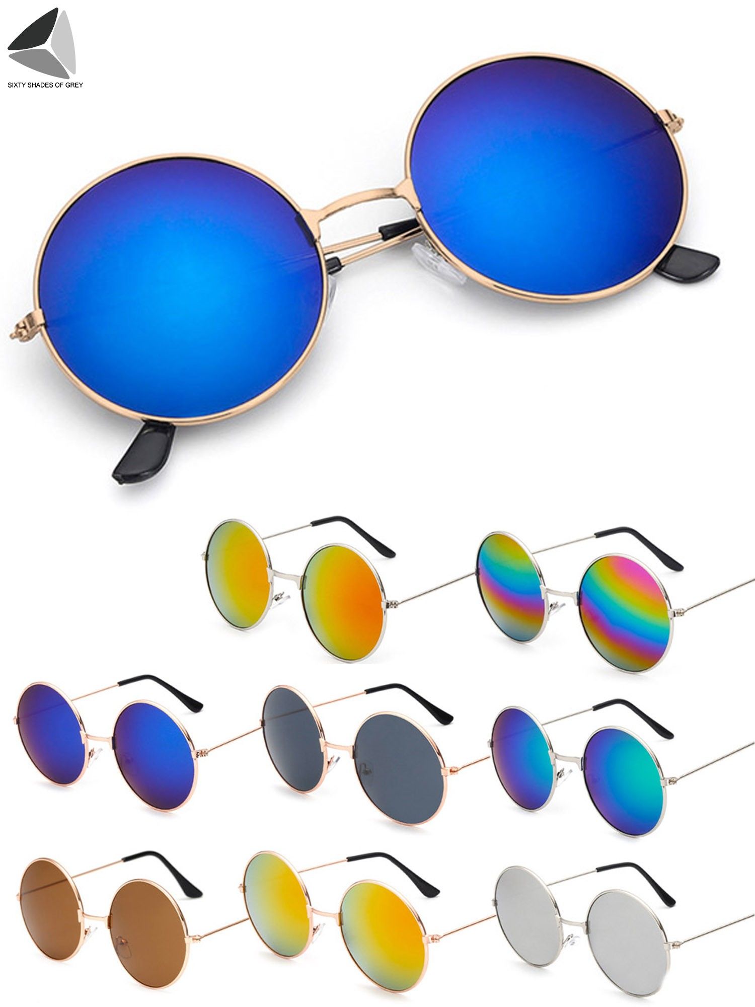 Sixtyshades Retro HD Polarized Lennon Round Sunglasses for Women Men Circle Hippie Sun Glasses John Lennon Sunglasses - image 1 of 9