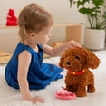 thumbnail image 6 of Sulaicai Robot Dogs Realistic, Wuffy Realistic Interactive Walking Plush Robot Dog Toy - Touch Sensing, Voice Mimic, Licking Motion, Leash Remote, Battery Powered (Coffee), 6 of 9