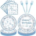 thumbnail image 1 of Princess Birthday Party Decorations, 96 Pcs Four Ever a Princess Plates and Napkins Forks Tableware Set, Girls 4th Birthday Party Supplies Disposable Plates Set for 24, 1 of 7