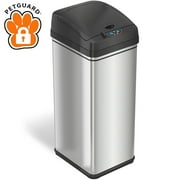 iTouchless 13 Gallon Pet-Proof Sensor Trash Can with AbsorbX Odor Filter and PetGuard, Stainless Steel Kitchen Garbage Bin Prevents Dogs & Cats Getting in, Battery and AC Adapter (Not Included)