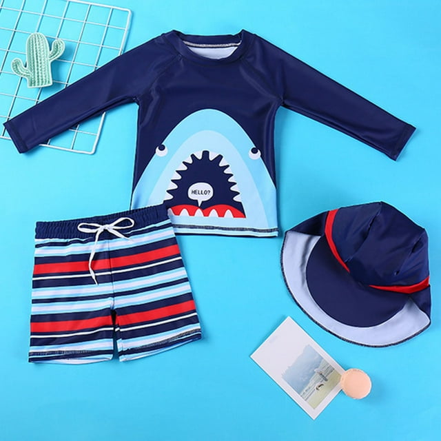 Maillot de Bain Garçon, Imprimé Mignon, Manches Longues, Maillot 2 Pcs Garçon, Ensemble de Bain Garçon, Maillot de Bain Garçon, 5-6 Ans, Tenues Garçon