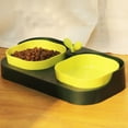 thumbnail image 5 of SNNROO Pet Food Bowls,Cat Food Bowls,Separate Double Bowls for Eating and Drinking, Cat Bowls Pet Supplies, Tree Bud Shape Anti-Leakage Guardrail Cat Bowl(Green Base+White Bowl), 5 of 6