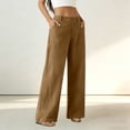 thumbnail image 5 of aohooy Wide Leg High Waist Pants Women Summer Casual Button Up Palazzo Work Pant Beach Vacation Comfort Trousers with Pockets Coffee,XXL, 5 of 8