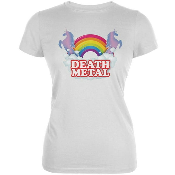 Death Metal Rainbow White Juniors Soft T-Shirt - X-Large
