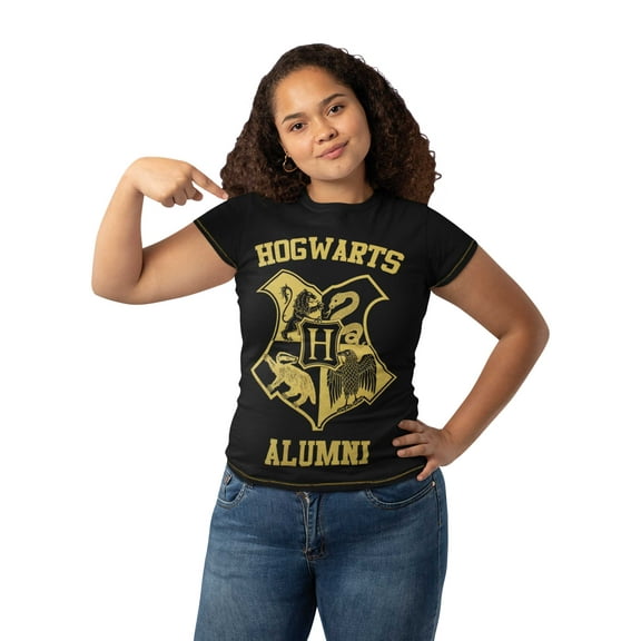 Harry Potter Womens Hogwarts T-Shirt Black Sizes S-XXL