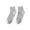 thumbnail image 2 of 1 Pair Men Cotton Socks Mid-tube Striped No Odor Solid Color High Elasticity Anti-slip Breathable Soft Warm Sweat-absorption Anti-shrink Business Sports Socks, 2 of 8