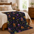 thumbnail image 6 of Colorful autumn celebration Doorways Along Winding confection illustrations Trails, Soft Flannel Blanket, Whimsical Storybook Repeat Home Decor for Bedroom and Living Room, Housewarming Gift, 6 of 7