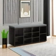 thumbnail image 6 of PINDEE Shoe Bench Storage with Cushion 10 Adjustable Compartments Entryway Organizer for Shoes Living Room Hallway Bedroom.Black, 6 of 16