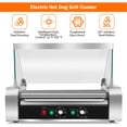 thumbnail image 2 of Hot Dog Roller Grill Stainless Steel 7Rows 18Dog Capacity Large 17.7In Toughened Glass Hood Removable Drip Tray Non-Stick Rollers Home Kitchen Restaurants Concession Parties Even Heating Easy Clean, 2 of 12