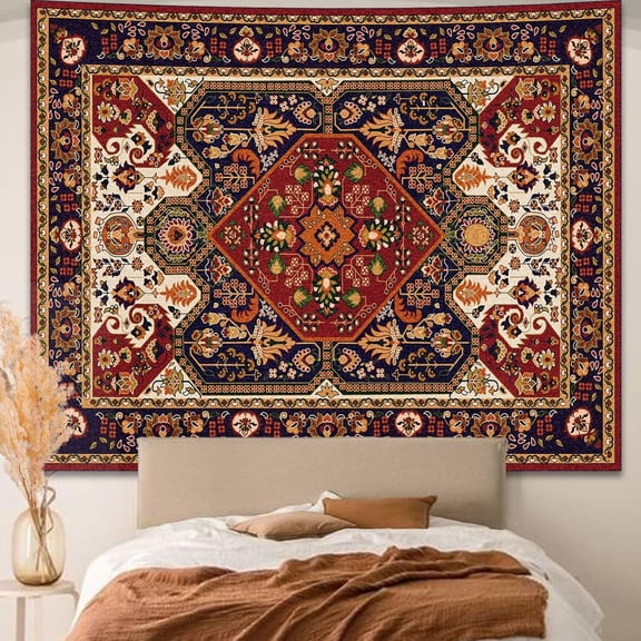 Wall Tapestry for Bedroom Aesthetic, Indian Bohemian Tapestries Art Decor, Vintage Orange Mandala Floral Blanket Cool Vertical Wall Hanging for Living Room Dorm